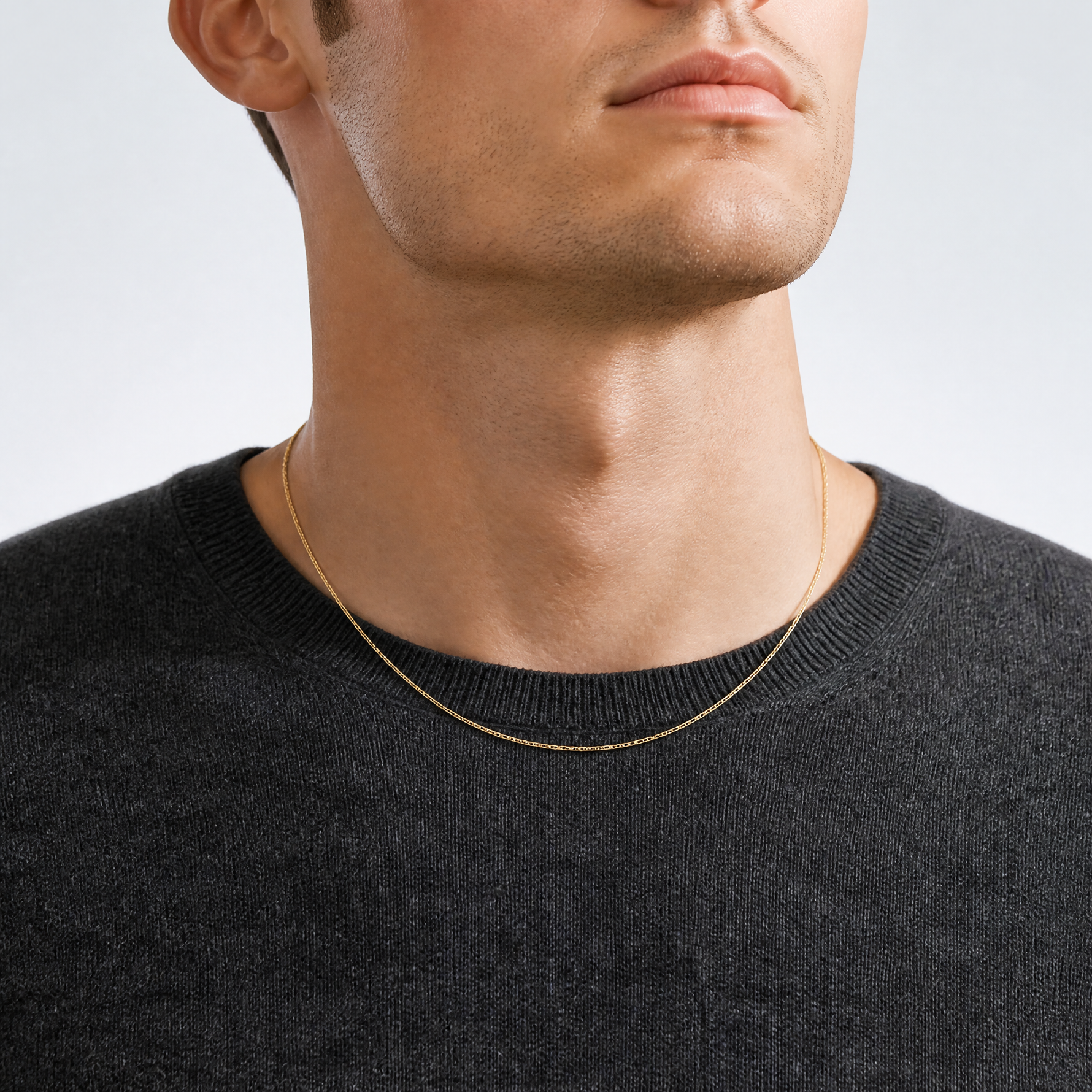 14k .8mm D/C Cable with Lobster Clasp Chain - Model Shot