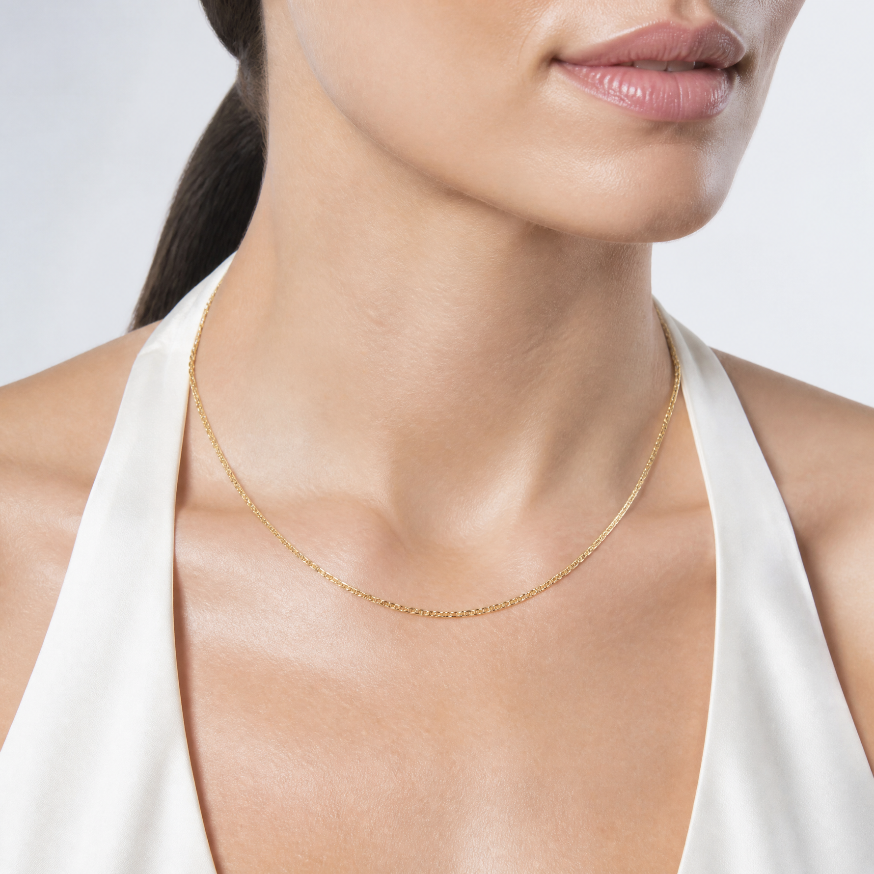 14k 1.5mm Lightweight Flat Anchor Link Pendant Chain - Model Shot