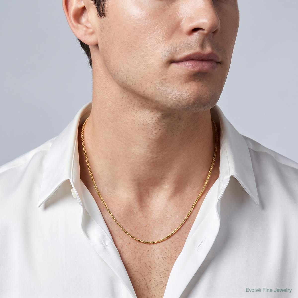 14k 1mm Round Open Link Cable Chain - Model Shot