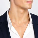 14k White Gold .9mm Curb Pendant Chain - Model Shot