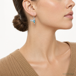 Sterling Silver Rhodium-Plated Crystal Inlay Hummingbird Dangle Earrings - Model Shot
