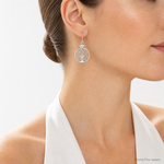 Sterling Silver Rhodium-Plated Starfish & Scallop Shell Reef Dangle Earring - Model Shot