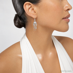 Sterling Silver Rhodium-plated Polished Moveable Jellyfish Dangle Earrings - Model Shot