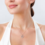 14k White Gold 1/4ct. Diamond 2-row Heart Pendant - Model Shot