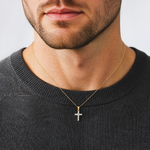 14k and Rhodium 1/10ct. Diamond Latin Cross Pendant - Model Shot