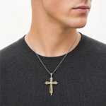 14k Two-tone 1/3ct. Diamond Passion Cross Pendant - Model Shot
