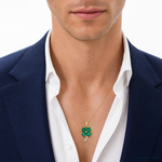 14k Created Emerald and Diamond Four Leaf Clover Pendant - Model Shot