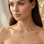 14k Polished Diamond Cross Chain Slide - Model Shot