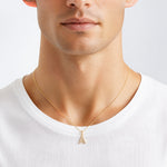 14K Diamond Letter A Initial Pendant - Model Shot