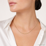 14k 2.3mm Semi-solid with Rhodium PavÃ© Figaro Chain - Model Shot
