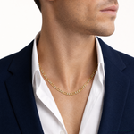 14k 3.9mm Semi-solid with Rhodium PavÃ© Figaro Chain - Model Shot