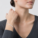 Sterling Silver Diamond Cut Slip-on Bangle - Model Shot