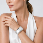 Sterling Silver Polished 30mm Domed Cuff Bangle - Model Shot