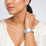 Sterling Silver Polished 25mm Concave Cuff Bangle - Model Shot