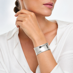 Sterling Silver Polished 30mm Concave Cuff Bangle - Model Shot