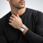 Sterling Silver 25mm Concave Hammered Cuff Bangle - Model Shot