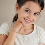Sterling Silver RH-plated Polished D/C 5mm Hinged Baby Bangle Bracelet - Model Shot