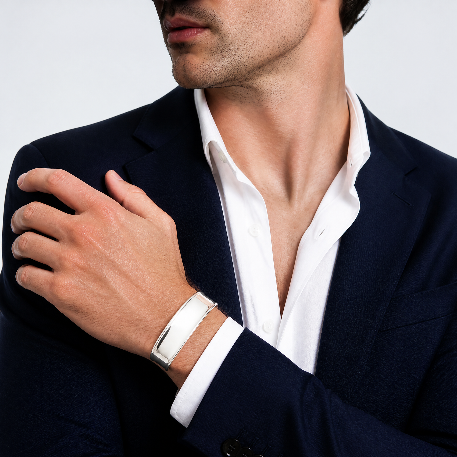 Sterling Silver 20mm Cuff Bangle Bracelet - Model Shot
