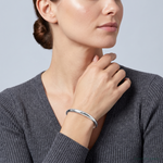 Sterling Silver Rhodium-plated 5mm D/C Hinged Bangle Bracelet - Model Shot