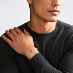 Sterling Silver Cuff Bangle Bracelet - Model Shot