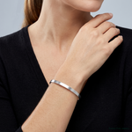 Sterling Silver Rhodium-plated 4.00mm Satin Slip-on Bangle - Model Shot