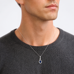 Sterling Silver Rhodium-plated Created Sapphire & Diam. Pendant - Model Shot