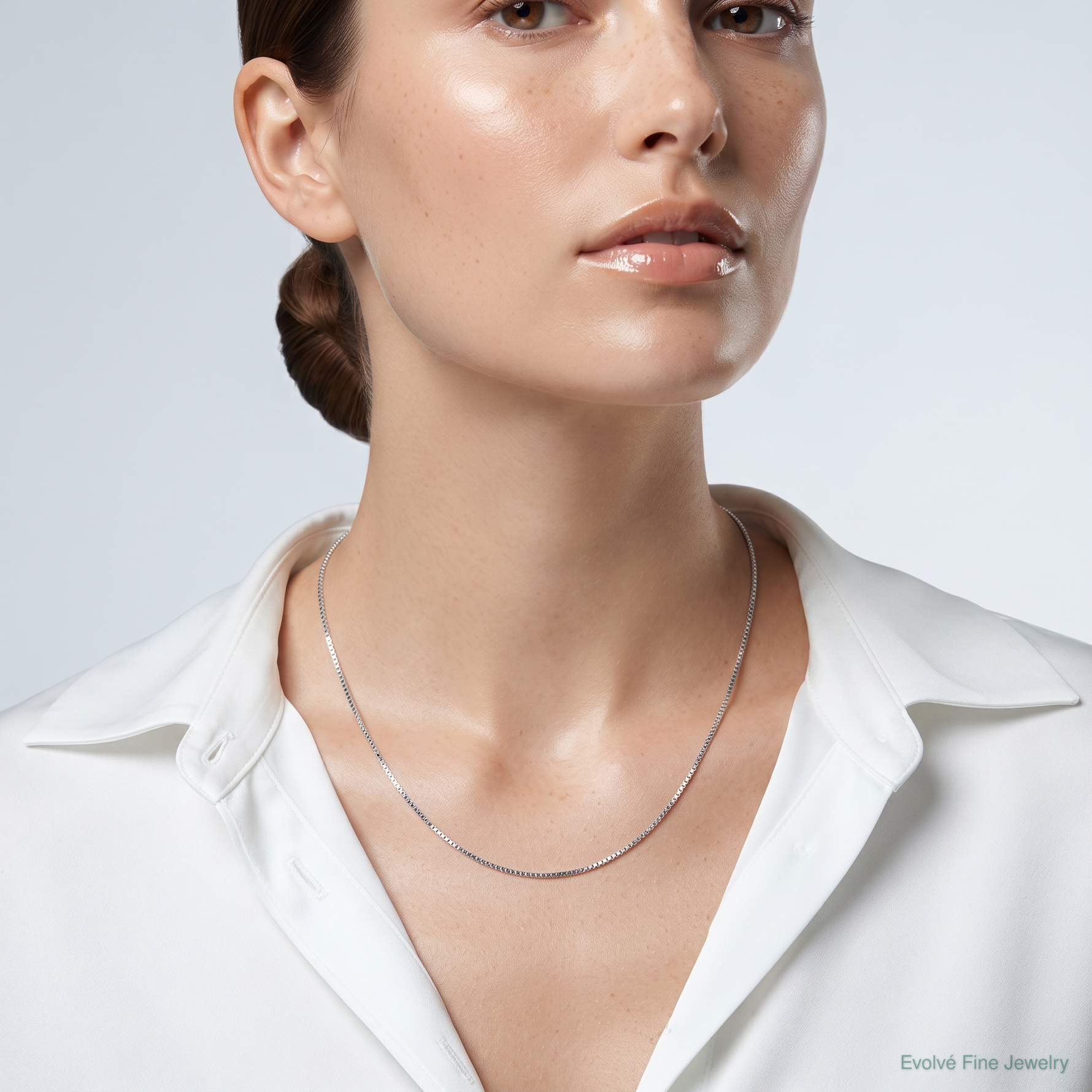 Sterling Silver Rhodium-plated .8mm Box Chain - Model Shot