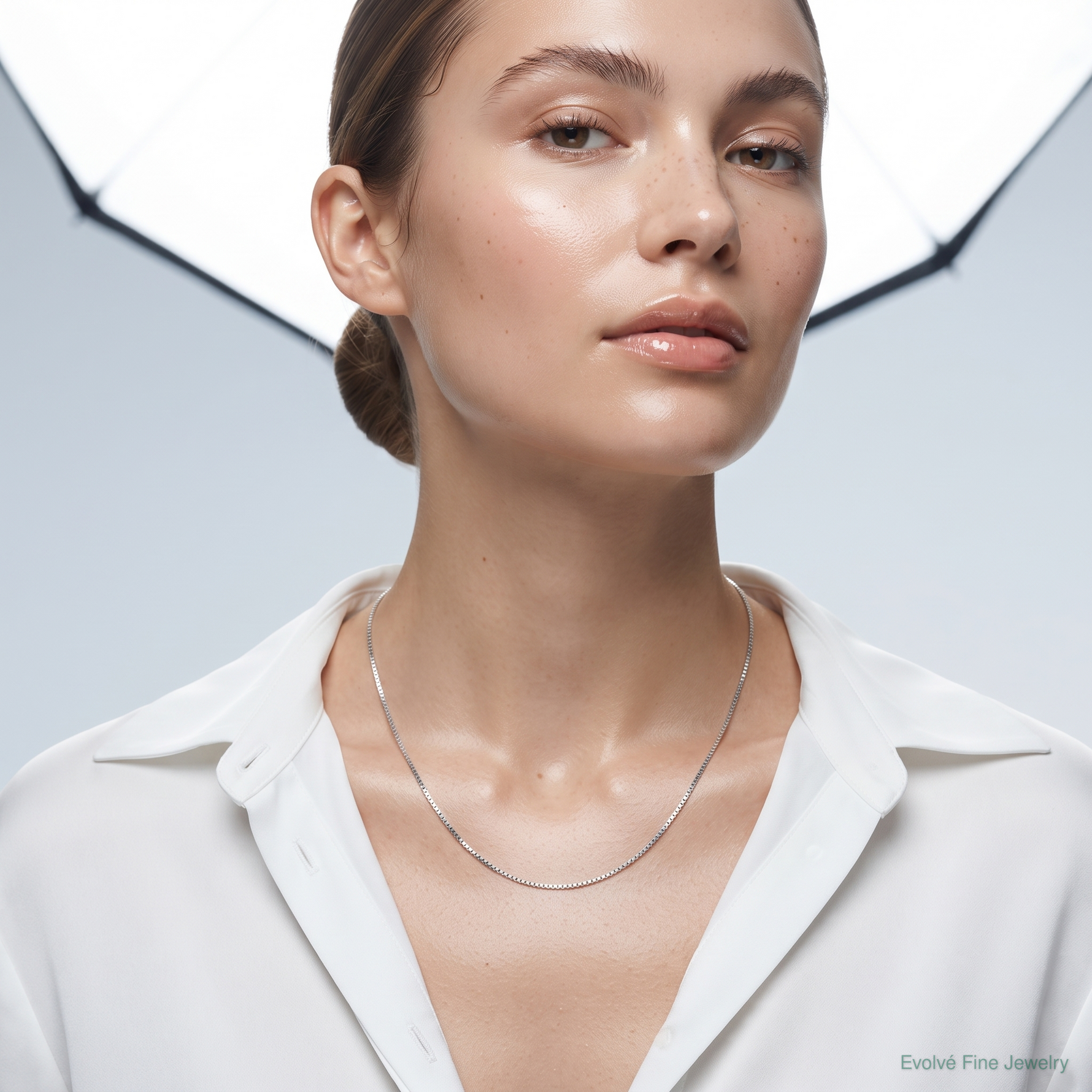 Sterling Silver .9mm Box Chain - Model Shot
