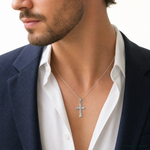 Sterling Silver Polished Cross Pendant - Model Shot