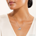 Sterling Silver Rhodium-plated Textured 3D German Shepherd Pendant - Model Shot