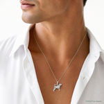 Sterling Silver Rhodium-plated Textured 3D Beagle Pendant - Model Shot