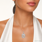Sterling Silver Rhod-plated Polished Horse Head in Horseshoe Pendant - Model Shot