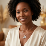 Sterling Silver Polished Mom w/Heart Pendant - Model Shot