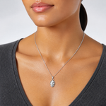 Sterling Silver Rhodium-plated Polished 3D Skull Pendant - Model Shot