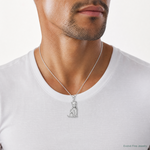 Sterling Silver Rhodium-plated Textured Sitting Cat Pendant - Model Shot