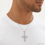 Sterling Silver Polish Fancy Filigree w/Beaded Center Cross Pendant - Model Shot