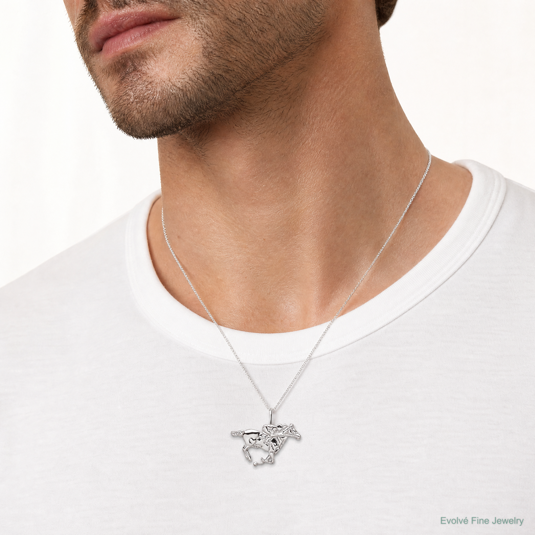 Sterling Silver Race Horse Charm - Model Shot