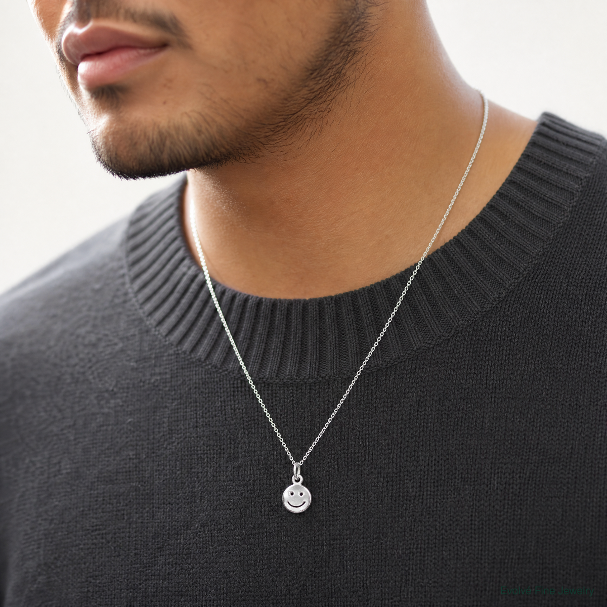 Sterling Silver Smiley Face Charm - Model Shot