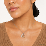 Sterling Silver RH-plated & Gold-plated CZ Heart w/Two Cats Pendant - Model Shot
