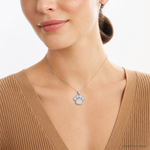 Sterling Silver Rhodium-plated Polished CZ Paw Print Pendant - Model Shot