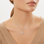Sterling Silver E-coated CZ Lock Pendant - Model Shot