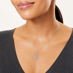 Sterling Silver Rhodium-plated Polished CZ Open Triple Heart Pendant - Model Shot
