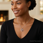 Sterling Silver Rose Gold-plated/Rhodium-plated CZ Mom Heart Chain Slide - Model Shot