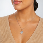 Sterling Silver Rhodium-plated CZ Evil Eye Hamsa Pendant - Model Shot