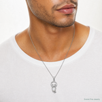 Sterling Silver Rhodium-plated Polished MOP Hanging Cat Pendant - Model Shot