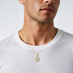 Sterling Silver Rhodium-plated Gold-tone CZ Miraculous Medal Pendant - Model Shot