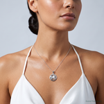 Sterling Silver Rhodium-plated Polished Leo Zodiac Pendant - Model Shot