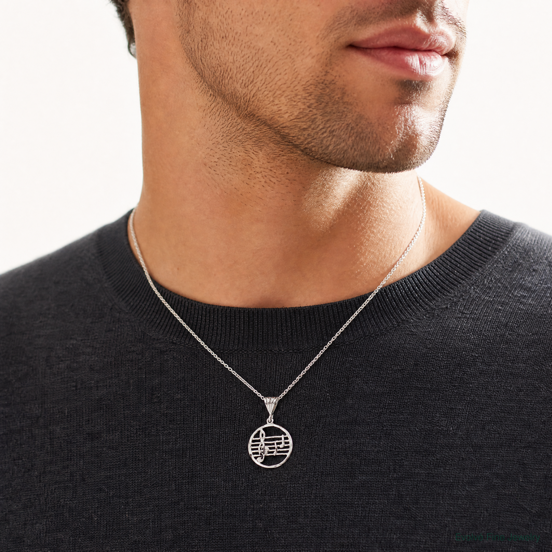 Sterling Silver Music Staff Charm - Model Shot