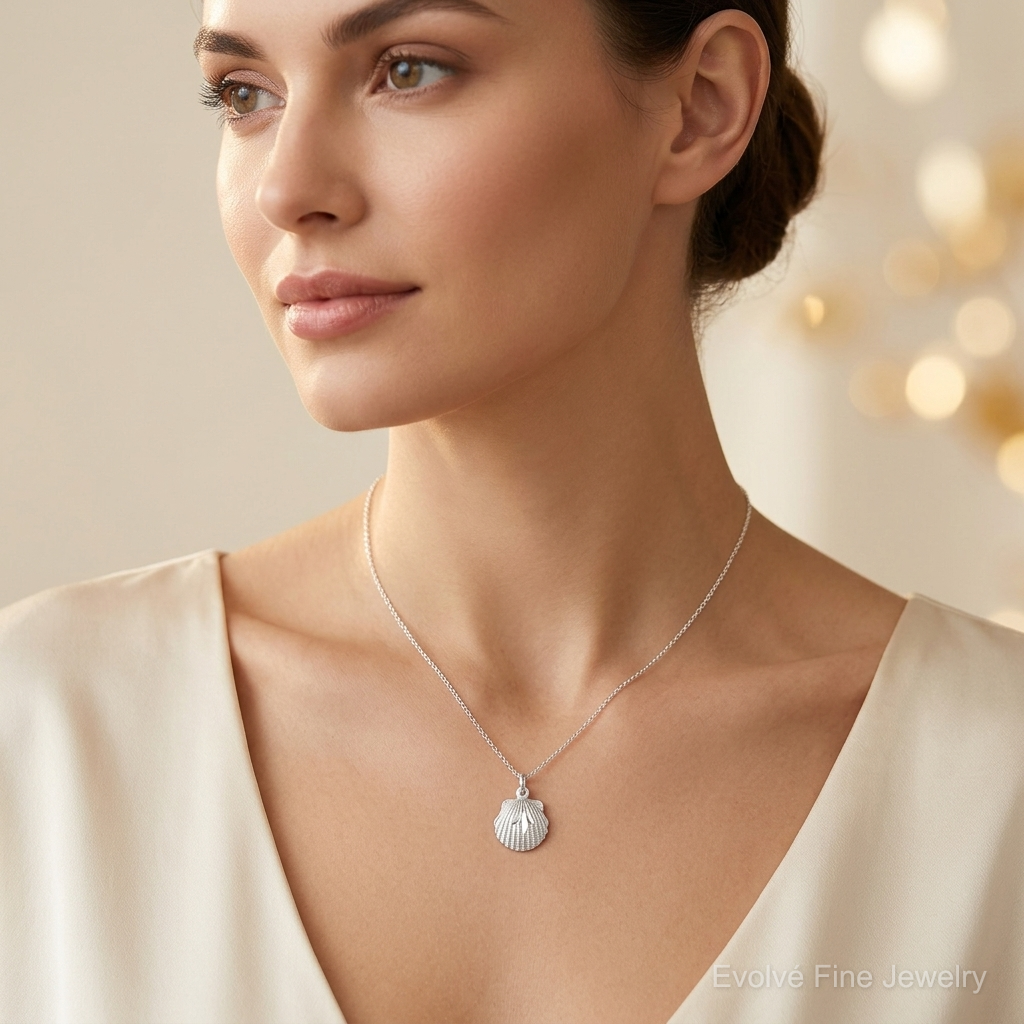 Sterling Silver D/C Shell Charm - Model Shot
