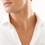 Sterling Silver Fleur De Lis Cross Charm - Model Shot